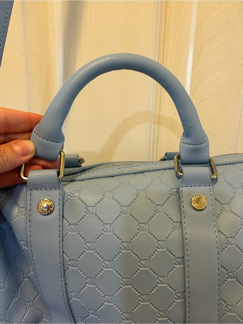 Steve Madden Sky Blue Quilted Crossbody Satchel sooo cute for back to school!!